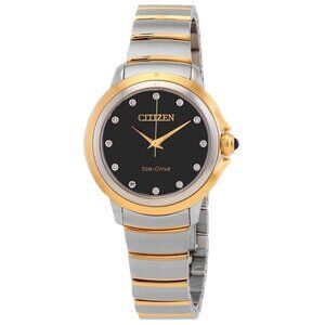 NWT Authentic Citizen Ceci Diamond Black Dial Two-Tone Women's Watch